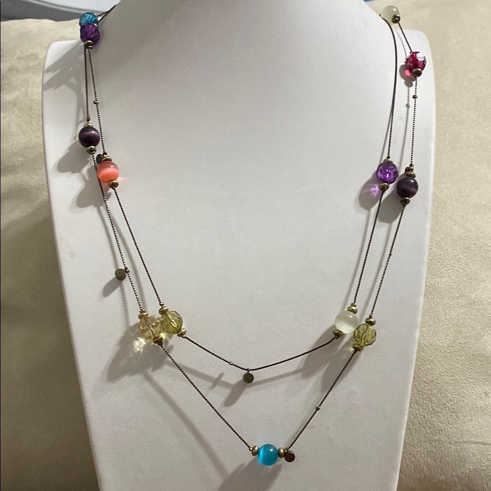 10/$10 Cat eye glass and multicolored acrylic Beaded Necklace